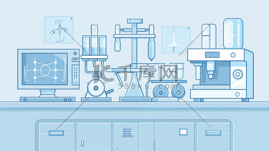 化学洗涤用品插画图片_实验室里的化学仪器插画