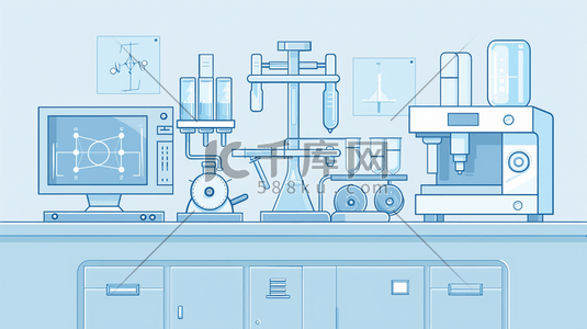 实验仪器卡通插画图片_实验室里的化学仪器插画