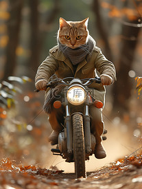 骑摩托车的猫冒险图片