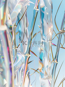半透明的竹子玻璃材料插画