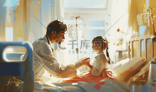 人女人日本插画图片_医院医生给小女孩看病