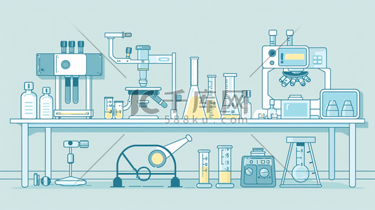 实验仪器卡通插画图片_实验室里的化学仪器插画