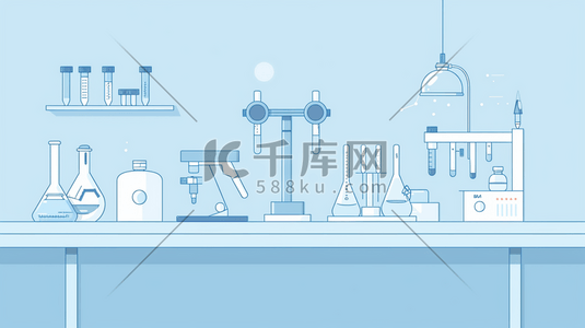 实验仪器卡通插画图片_实验室里的化学仪器插画