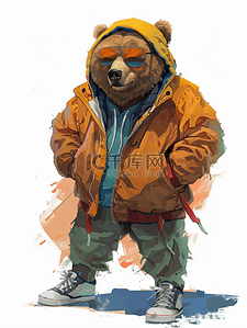 衣服模型插画图片_生病的熊穿着病人的衣服