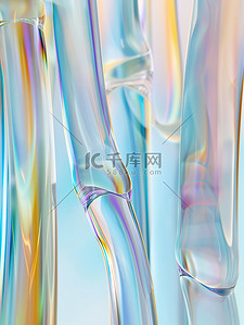 蒸汽雕塑插画图片_半透明的竹子玻璃材料原创插画