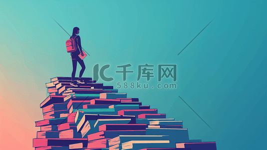 高考考生学生插画图片_书海中为高考奋斗的考生11