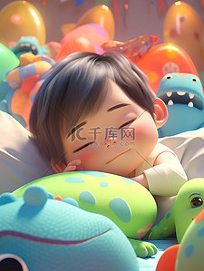 睡觉卡通插画图片_可爱的男孩入睡睡觉插画海报