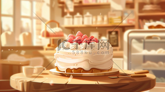纯奶油水果蛋糕六一插画设计