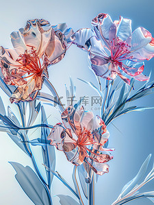 玻璃花朵插画图片_一朵半透明康乃馨玻璃材质素材