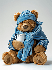 生病的熊穿着病人的衣服