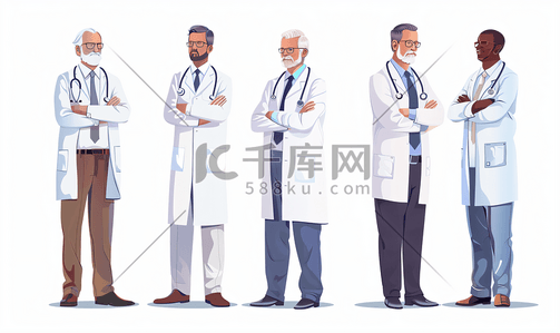 专业医生插画图片_男医生与病人的明亮图片