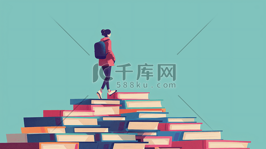 高考考生学生插画图片_书海中为高考奋斗的考生26