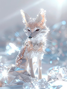 可爱钻石狐狸闪闪发光插画素材