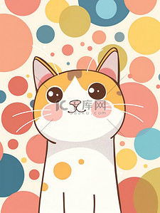 日系矢量背景插画图片_可爱好奇或顽皮卡通猫矢量插画