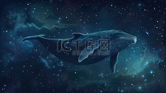 漂浮音符插画图片_鲸鱼漂浮太空异想天开的插图
