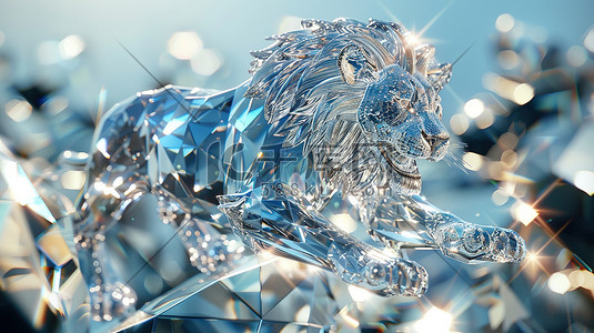 3D超可爱的跳跃狮子插画图片