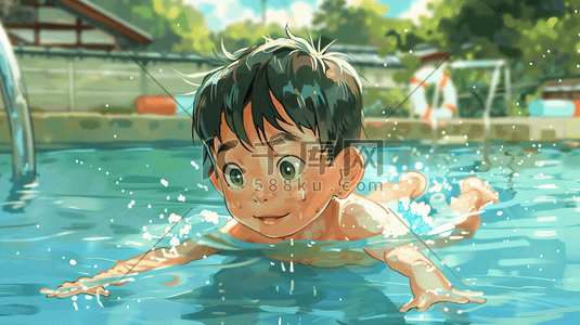 正在游泳的儿童插画8