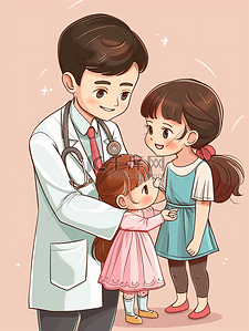 医生为女儿童看病