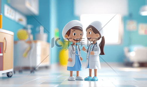 护士插画图片_护士查房医患关系儿科
