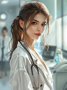 微商创业导师插画图片_医学保健吸引力的女医生医院