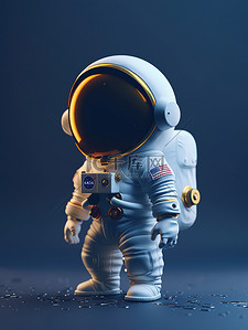 3D小图标宇航员插画海报