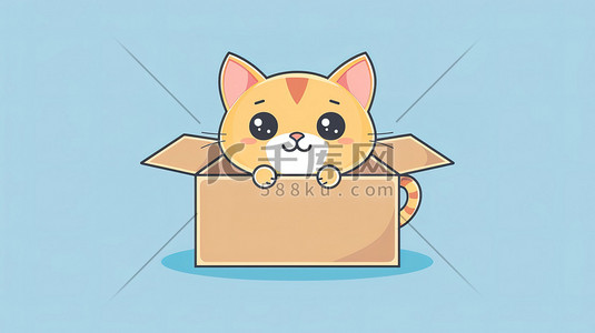 可爱猫插画图片_纸箱里的可爱猫咪插画图片