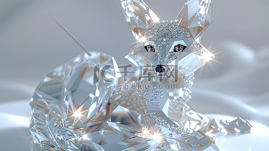 巨大的钻石插画图片_可爱钻石狐狸闪闪发光插画海报