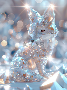 可爱钻石狐狸闪闪发光插画图片