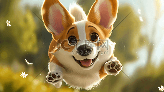可爱狗狗插画图片_卡通可爱的柯基狗狗11