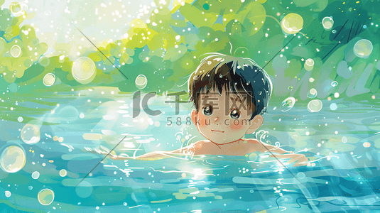 游泳培训班插画图片_正在游泳的儿童插画13