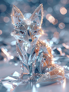 圣诞节的发光插画图片_可爱钻石狐狸闪闪发光插画设计