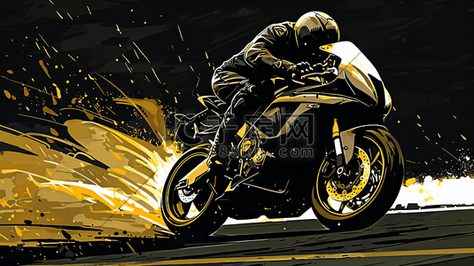 摩托车生产插画图片_骑摩托车的车手插画3