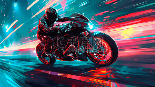 led摩托车插画图片_骑摩托车的车手插画10