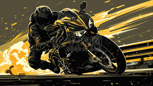 骑摩托车的车手插画5