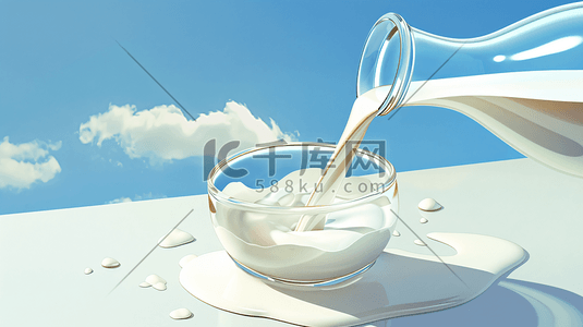 牛奶酸奶插画图片_奶瓶中倒出的牛奶插画9