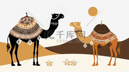 沙漠中的骆驼插画5