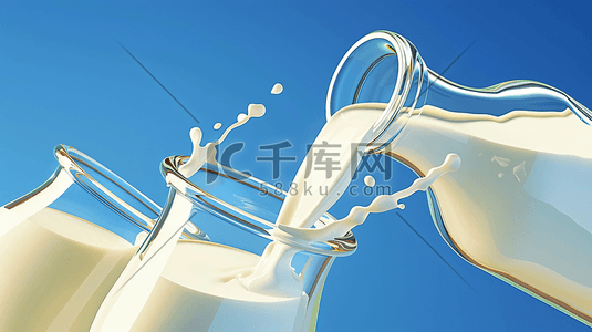 牛奶酸奶插画图片_奶瓶中倒出的牛奶插画12