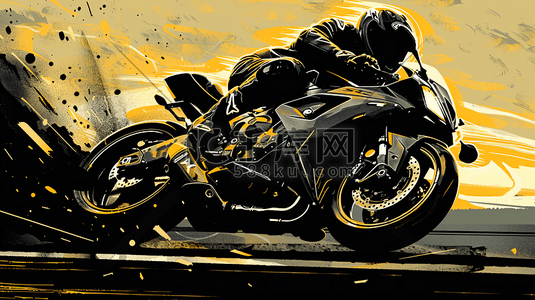 骑摩托车的车手插画1