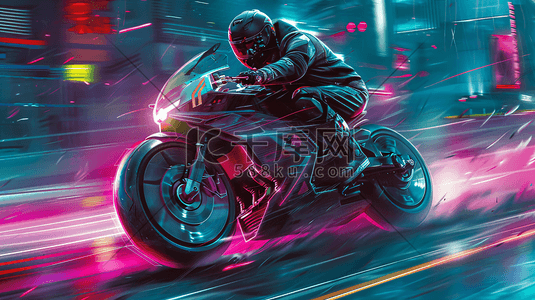 骑摩托车的车手插画19
