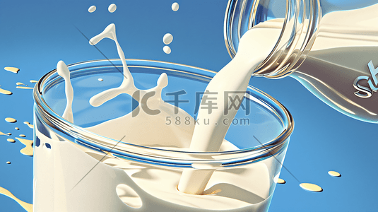 健康牛奶插画图片_奶瓶中倒出的牛奶插画1