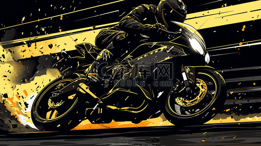 骑行电动摩托车插画图片_骑摩托车的车手插画4