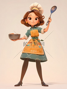 柴火做饭插画图片_年轻的女人在做饭插画素材