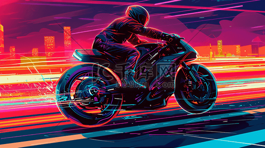 骑摩托车的车手插画23