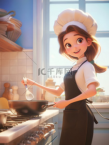 柴火做饭插画图片_年轻的女人在做饭矢量插画