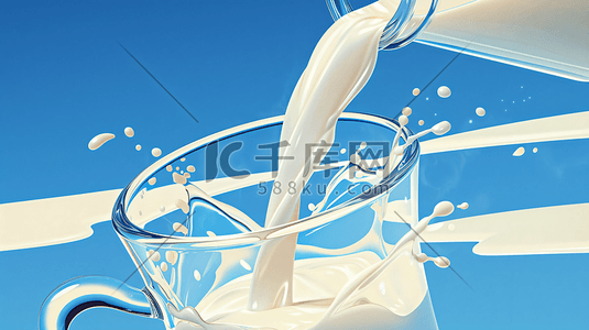 掉进牛奶插画图片_奶瓶中倒出的牛奶插画3