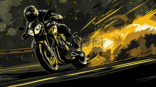 骑摩托车的车手插画2