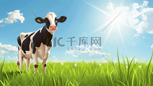 草原草场奶牛饲养插画2