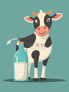 健康牛奶插画图片_卡通奶牛牛奶插画12