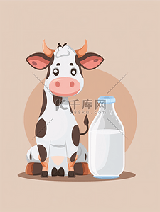倒入牛奶杯插画图片_卡通奶牛牛奶插画8