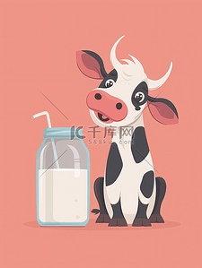牛奶酸奶插画图片_卡通奶牛牛奶插画9